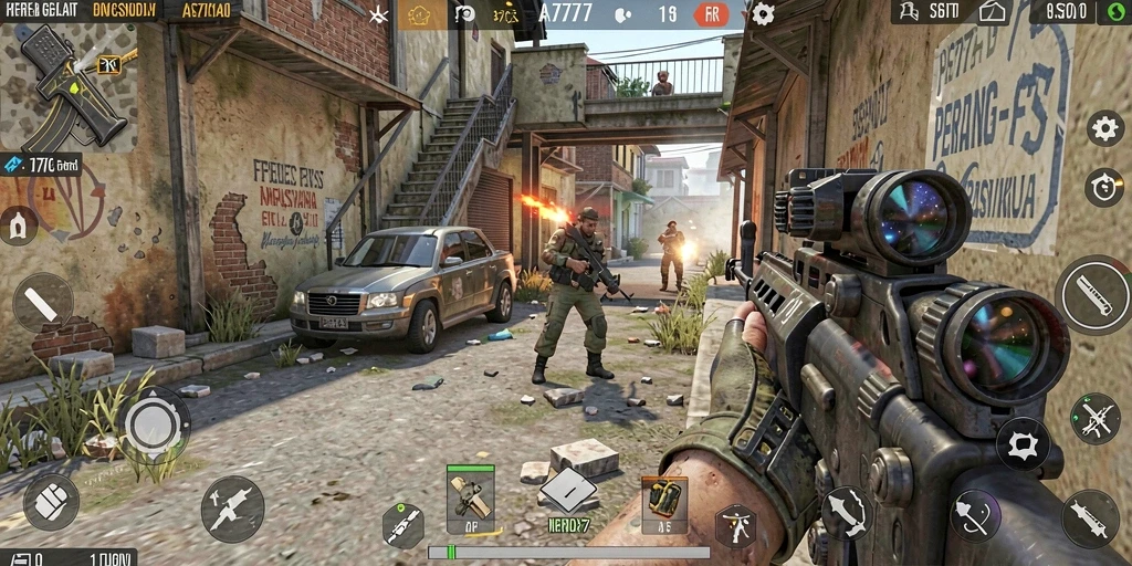 Gameplay A7777 menunjukkan aksi tembak-menembak yang mendebarkan.