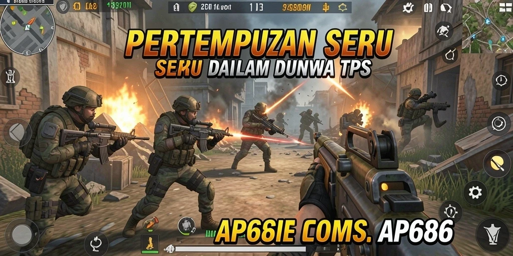 Tangkapan layar utama AP686 menampilkan aksi tembak-menembak yang mendebarkan.