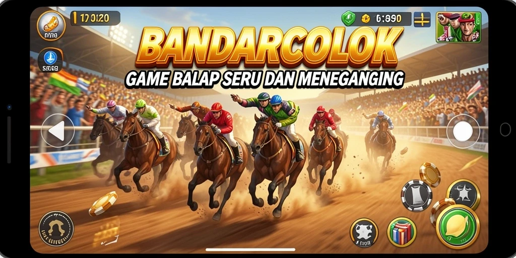 Tampilan gameplay seru dalam BANDARCOLOK saat beradu balap.