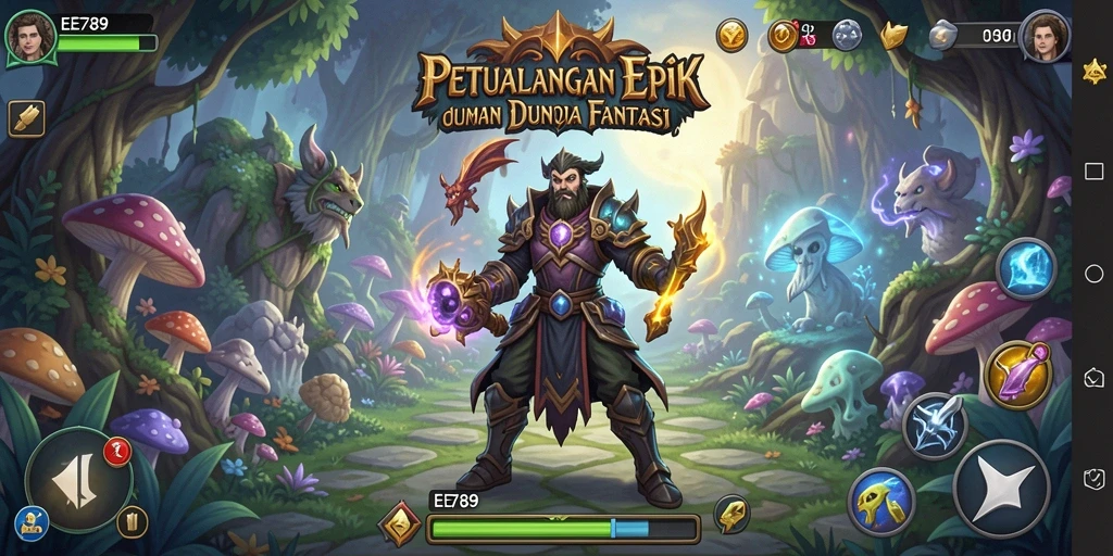 Screenshot menunjukkan aksi seru dalam dunia RPG EE789.