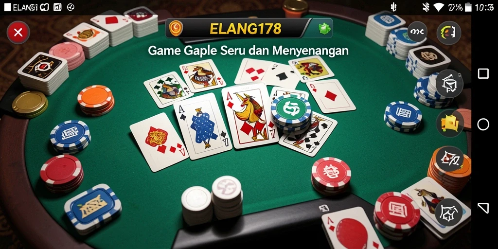 Tampilan gameplay seru dalam ELANG178, memperlihatkan keseruan Gaple.