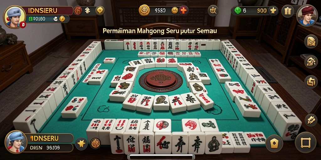 Tampilan utama IDNSERU dengan gameplay Mahjong yang seru.