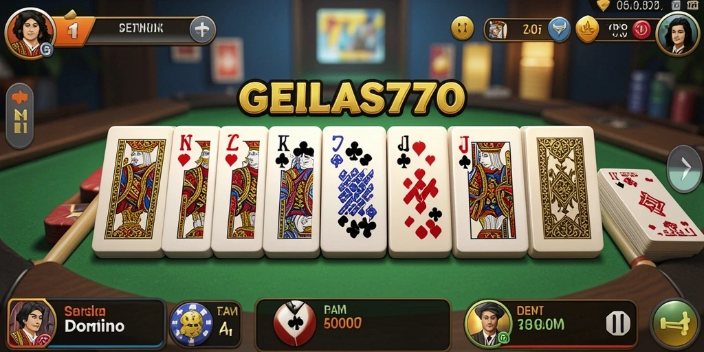 Screenshot gameplay seru dari JELAS777 menunjukkan aksi domino yang mendebarkan.