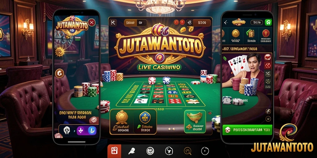 Screenshot utama JUTAWANTOTO menampilkan suasana permainan Live Casino yang mendebarkan.