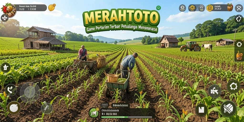 Tampilan gameplay seru dengan kebun yang indah di MERAHTOTO.