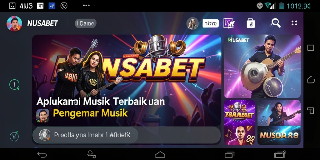 Screenshot utama NUSABET menampilkan berbagai fitur musik yang menarik.