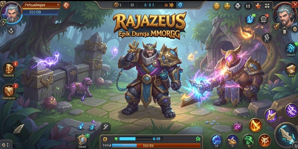 Gameplay seru dalam dunia RAJAZEUS yang menantang.