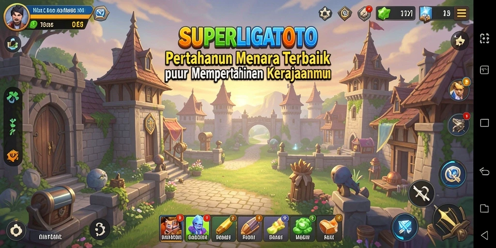 Tampilan menara pertahanan mendebarkan dalam <strong>SUPERLIGATOTO</strong> saat melawan gelombang musuh.