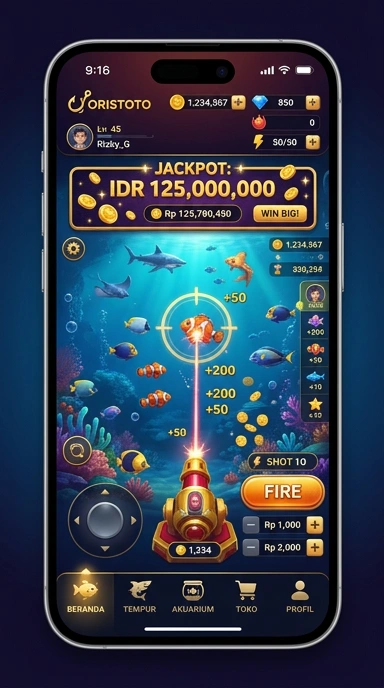 Tampilan aplikasi oristoto dengan kategori yang terorganisir dengan baik.